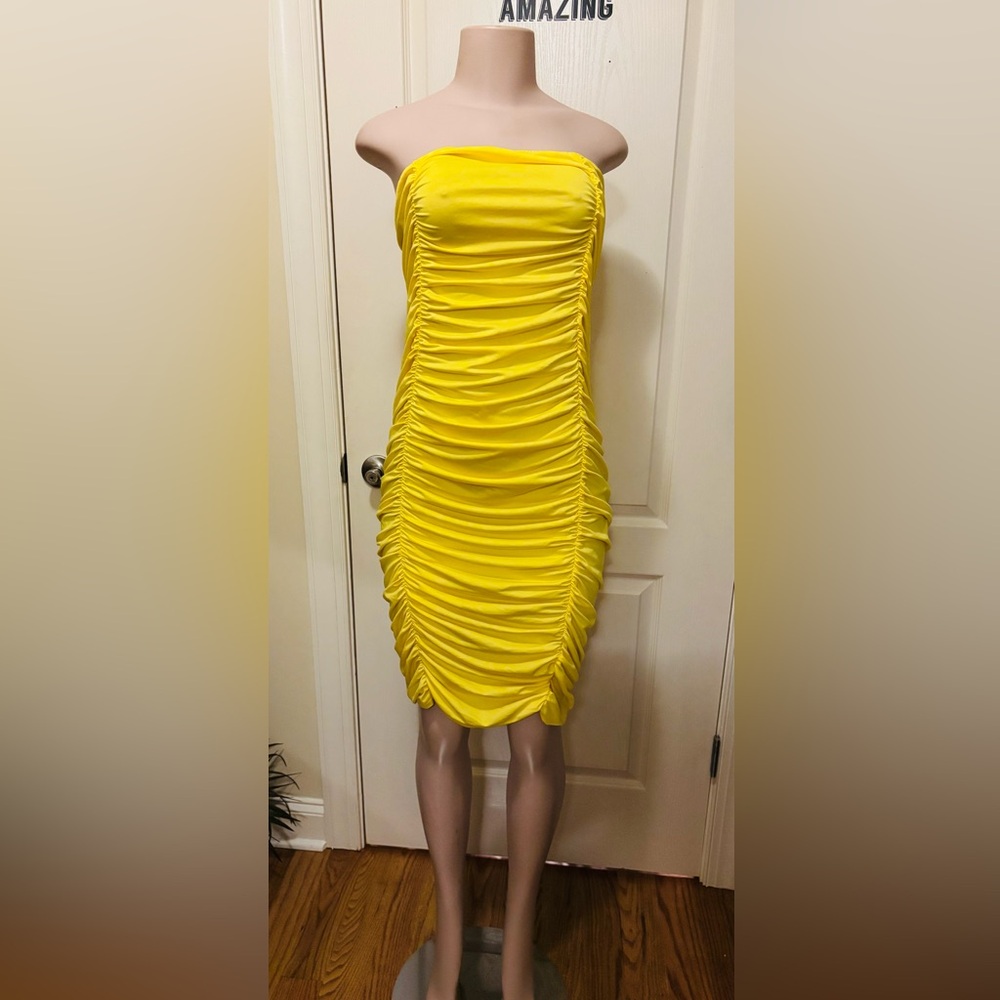 Yellow Ruched Dress